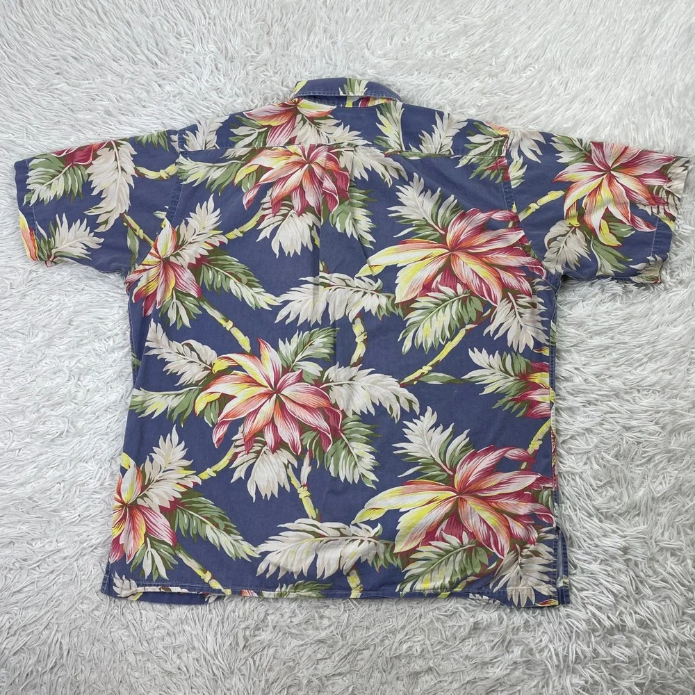 VTG Polo‎ Ralph Lauren Shirt Mens Large Blue Hawaiian Calwell Button Up Floral L